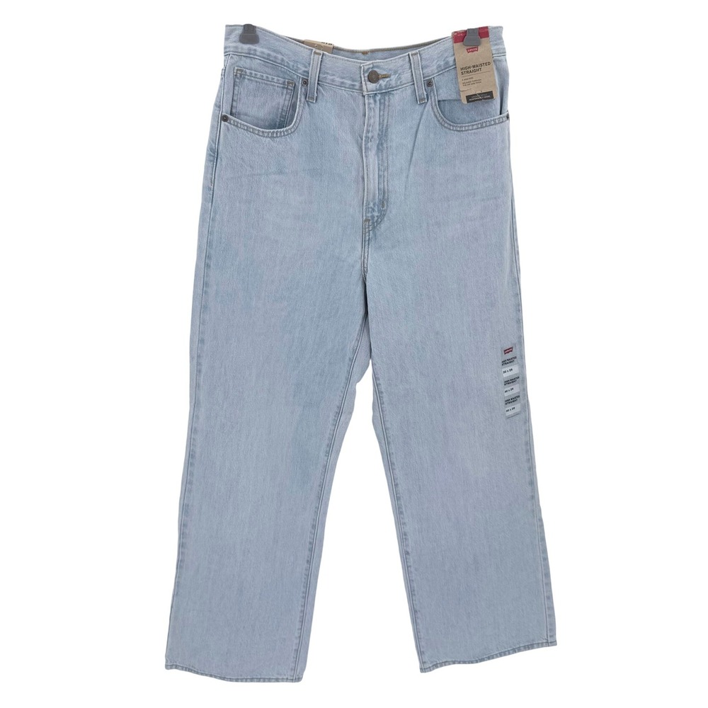 Levis High Waisted Straight Jeans Light Wash Blue Denim 30x29 NEW